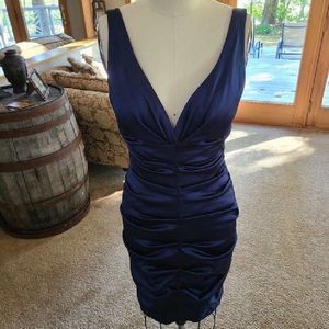 Navy Blue V-Neck Bodycon Dress