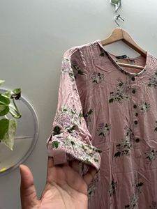 Pink Floral Print Kurta