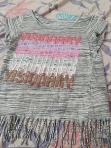 Cute Graphic T-Shirt with Fringe