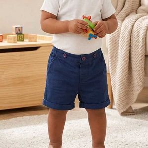 Classic Blue Button-Front Shorts