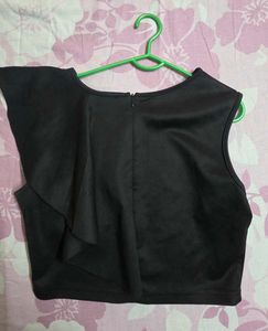 Black One-Shoulder Shein Crop Top