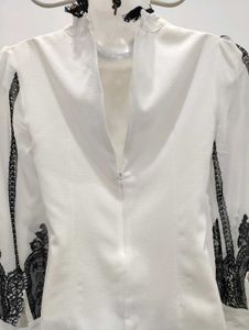 Elegant White Lace Trim Blouse