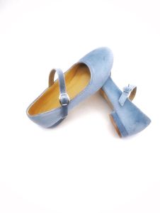 Charming Blue Velvet Mary Janes