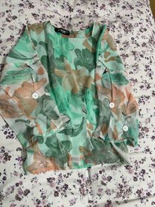 Chic Floral Print Bell Sleeve Top