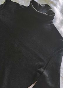 Sparkly Black Turtleneck Top