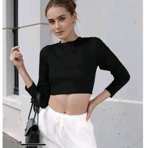 Shein Full Sleeve Black open back tie up top