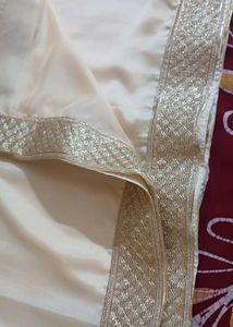 Elegant Cream/Beige Solid  Chiffon Sari with Embel