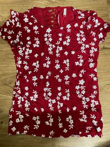 Y2K Red Floral Party Top