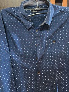 Men's Blue Printed Full Sleeve Shirt
