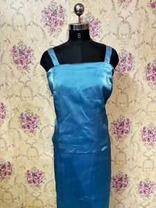Blue Satin Two-Piece Set