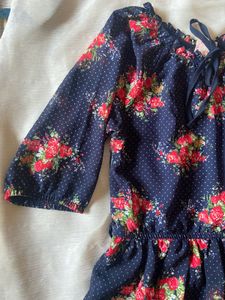 Navy Floral Print Dress