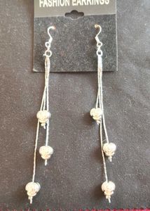 Thread Silver Rose drop Earrings Metal