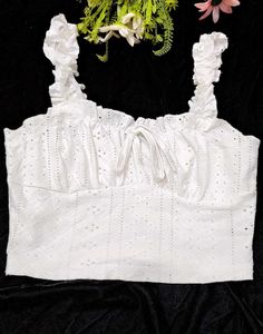White Ruffle Trim Cami Top