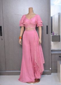 Stunning Pink Embroidered sharara