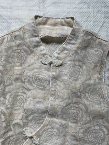 Cheongsam Sleeveless Vest with Floral Print