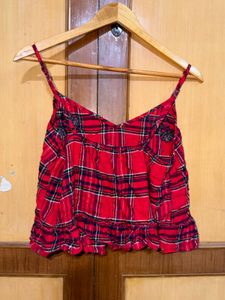 New Look Red Plaid Cami Top
