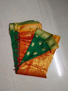 Green 💚 Pattu Saree With Blouse
