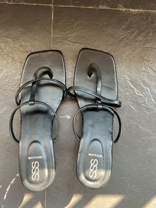 Minimalist Black Thong Sandals