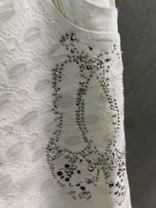 Embellished White Palazzo Pants