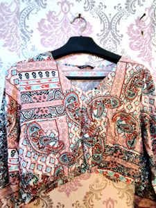 Boho Print Cropped Blouse