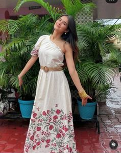 Floral One-Shoulder cotton Maxi Dress