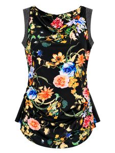 Women's Black Floral Print Sleeveless Top 34"-38"