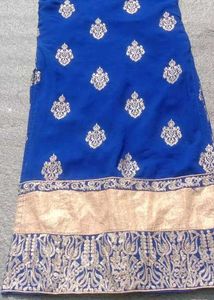 Royal Blue Embroidered Kurta with dupatta
