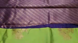 Brand New Purple &amp; Lime Green Silk Saree with Gold