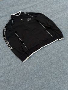 Black Track Jacket with White Trim