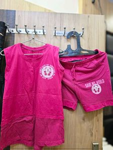 Pink Sleeveless Top & Shorts Set