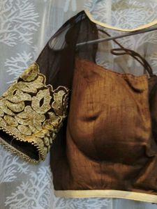 Elegant Golden Embroidered Saree