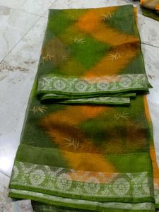 Green & Yellow Ombre Saree + blouse