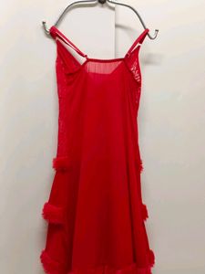 Flirty Red Lace Nightgown