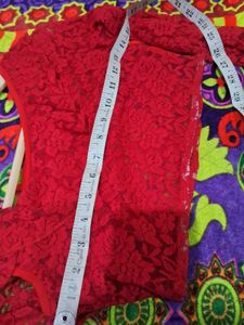 Red Lace One-Shoulder Top