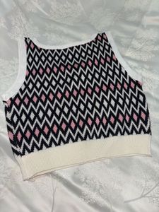 Chic Diamond Pattern Knit Tank Top