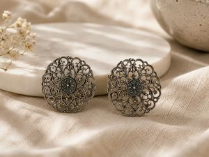 oxidized big Filigree Round studs