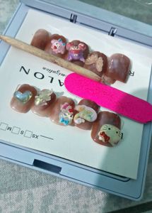 Cute Press-On Nails with Charms