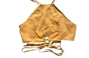 Boho Lace-Up Halter  Crop Top With Attached Bra