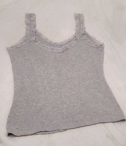 Grey Lace Trim Cami Top