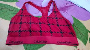 Calvin Klein Red Plaid Sports Bra