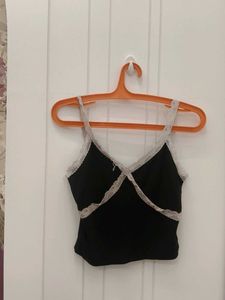 Black Lace Trim Cami Top