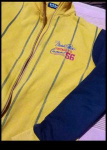 Vintage Yellow Striped Zip-Up Sweatshirt