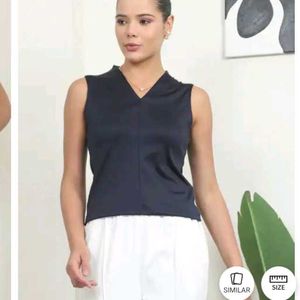 M size Elegant Sleeveless Navy Blue Top
