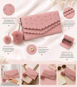 Cute Pink Clutch with Pom