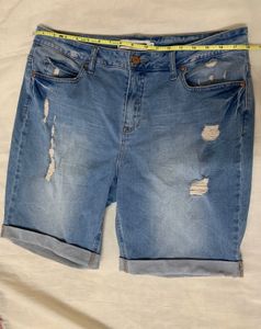 NOISY MAY Distressed Denim Knee Length Shorts