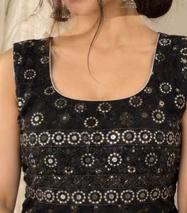 Embellished Sleeveless Black Blouse