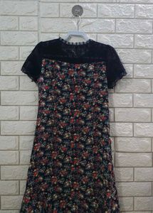 Chinese Inspired Floral Lace Sleeve Dress