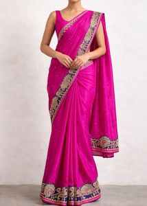 Pink Saree with Embellished ( no blouse )