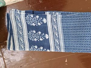 Blue Floral Print Kurta Set with Dupatta