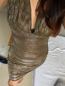 Sparkly Gold Halter Neck Dress